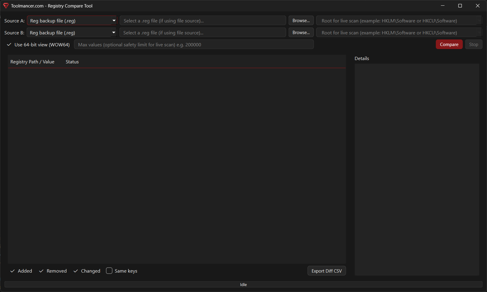 Registry Compare Tool screenshot 1
