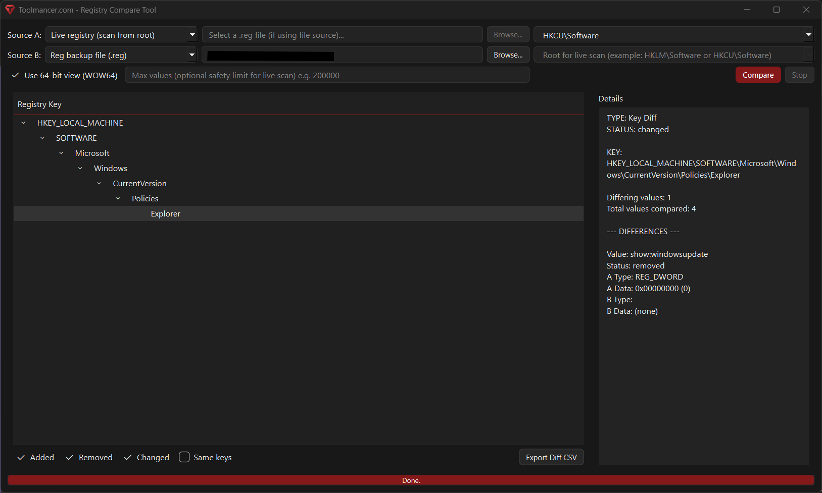 Registry Compare Tool screenshot 3